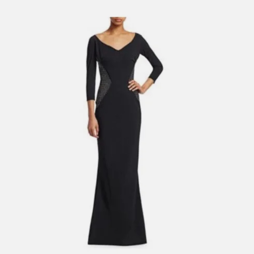 Chiara Boni La Petite Robe Evening Gown Black Silver Tone Studs Sz IT 46 (US 10)